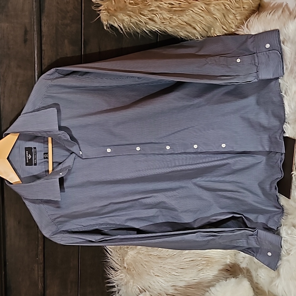 Dockers | Gray and Black Striped Fitted Shirt